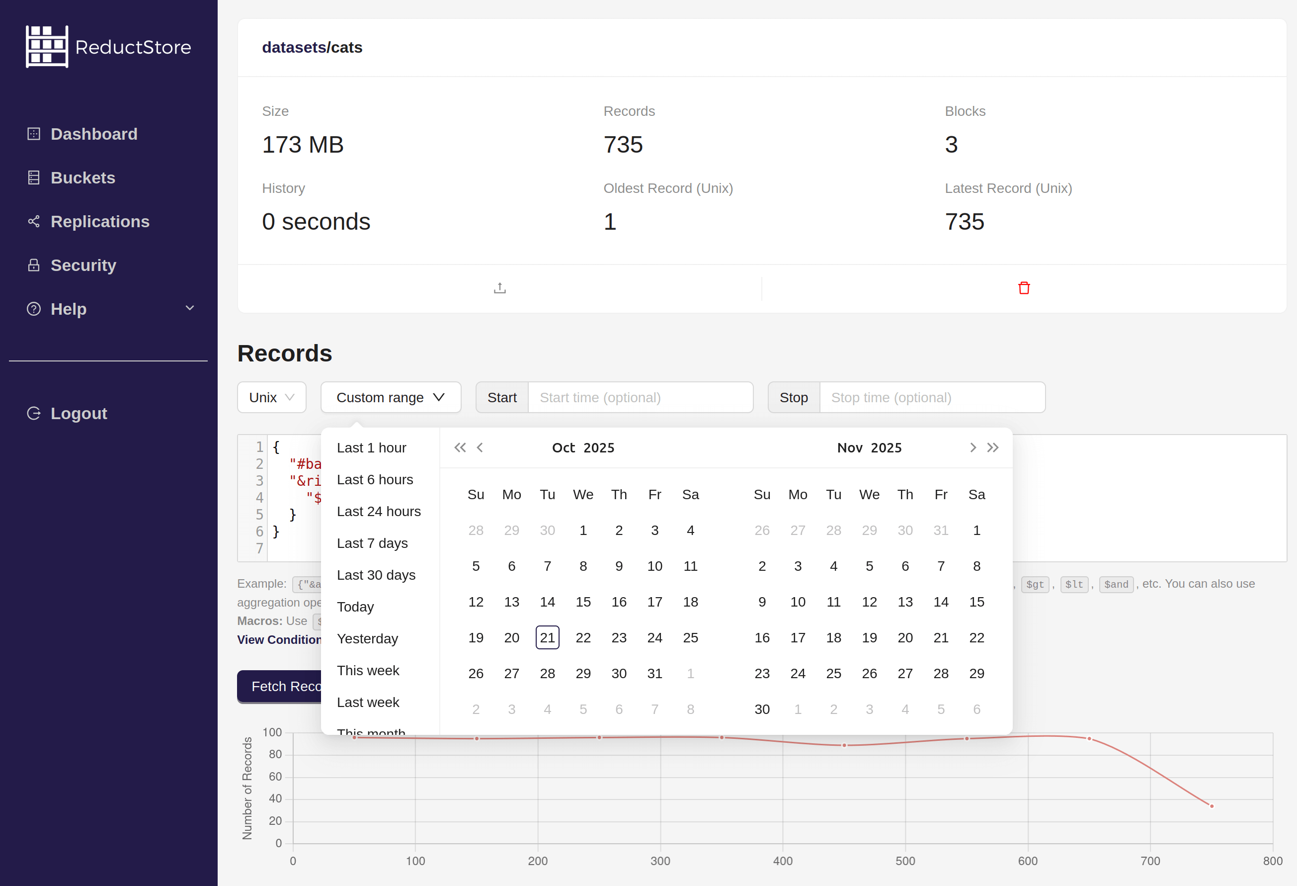 Time preset in Web Console